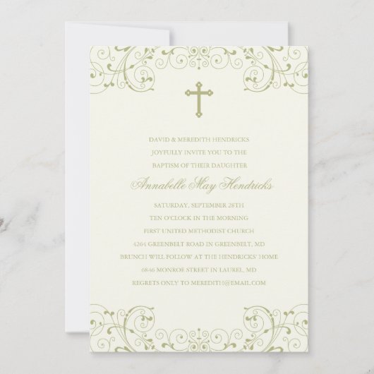 Baptême Gold Cross/Christening Invitation (Devant)