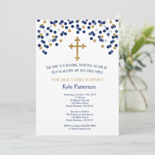 Baptême, Invitation au baptême et à l'or (Debout devant)