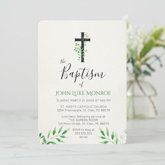 Baptême - Invitation botanique (Debout devant)
