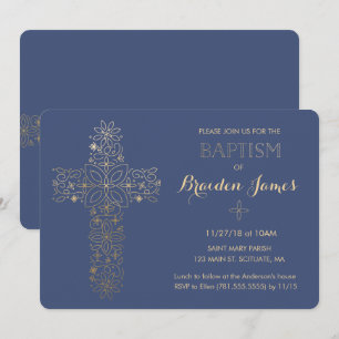 Baptême, Invitation Christening, Invitation Gold C