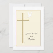 Baptême Invitation Croix et colombe Modèle (Devant)
