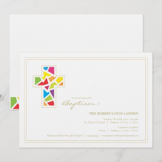 Baptême| Invitation de Christening (Devant / Derrière)
