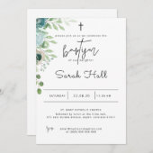 Baptême Invitation Dusty Blue (Devant / Derrière)