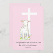 Baptême Invitation Écriture Galates 3:26 Agneau (Devant / Derrière)