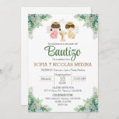 Baptême Invitation Espagnol fille et garçon Bautiz (Devant / Derrière)