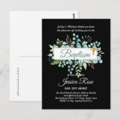 Baptême Invitation Eucalyptus BUDGET Vert (Devant / Derrière)