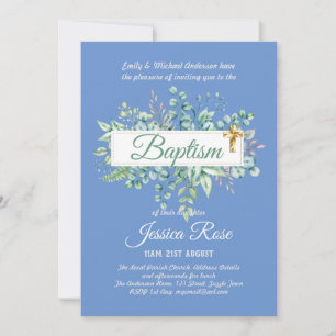 Baptême Invitation Eucalyptus BUDGET Vert