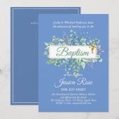 Baptême Invitation Eucalyptus BUDGET Vert (Devant / Derrière)