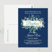 Baptême Invitation Eucalyptus BUDGET Vert (Devant / Derrière)