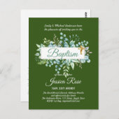Baptême Invitation Eucalyptus BUDGET Vert (Devant / Derrière)