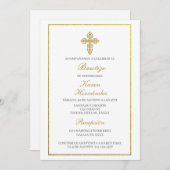 Baptême invitation fille avec cadre or (Devant / Derrière)