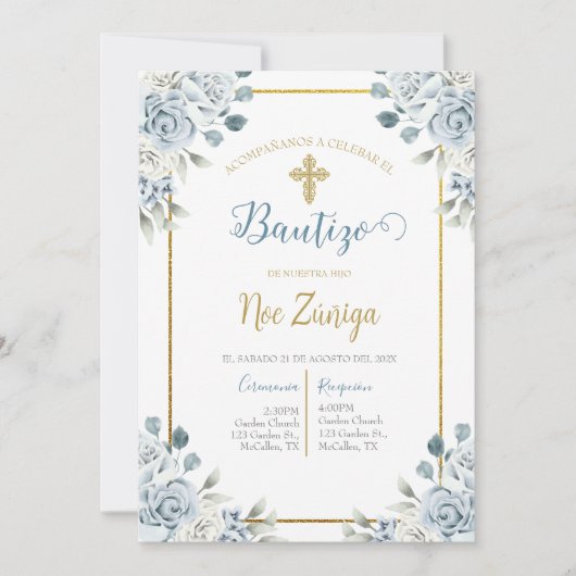Baptême invitation pour garçon, invitacion de baut (Devant)
