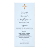 Baptême Menu bleu clair garçon croix or (Devant)