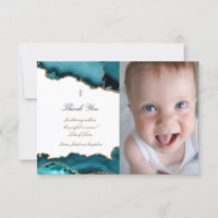 Baptême merci agate turquoise invitation