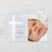 Baptême merci moderne invitation croisée (Devant / Derrière)