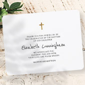 Baptême Merci Moderne Simple Gold Cross