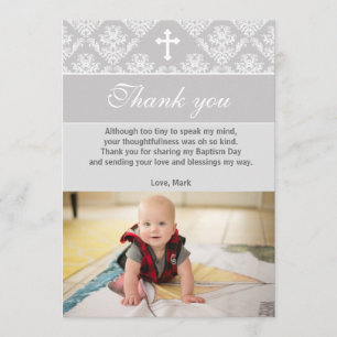 Baptême Merci note Christening Silver White