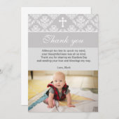 Baptême Merci note Christening Silver White (Devant / Derrière)