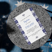 Baptême mexicain bleu mignon Invitation Bautizo