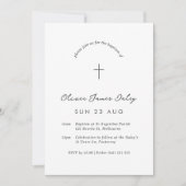 Baptême minimal blanc Christening Cross Invitation (Devant)