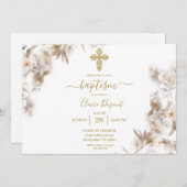 Baptême minimaliste d'or Invitation espagnole (Devant / Derrière)