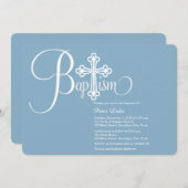 Baptême moderne bébé garçon Photo Invitation (Devant / Derrière)