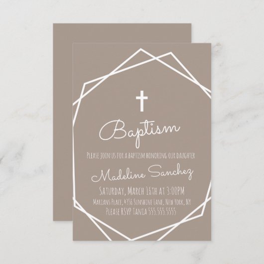 Baptême moderne encadré Baby Dedication Invitation (Devant / Derrière)