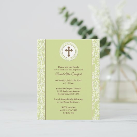 Baptême Neutre Invitation Verte (Debout devant)