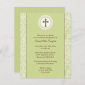 Baptême Neutre Invitation Verte (Devant / Derrière)