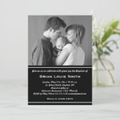 Baptême noir blanc Invitation photo (Debout devant)