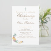Baptême ou baptême Floral Green Invitation (Debout devant)
