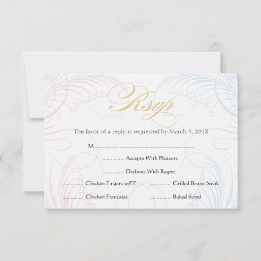 Baptême ou première communion RSVP | Bleu et rose (Devant)