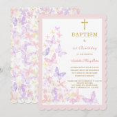 Baptême Papillon et Invitation au Premier Annivers (Devant / Derrière)