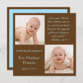 Baptême Photo Invitation avec Bible Verse (Devant / Derrière)