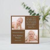 Baptême Photo Invitation avec Bible Verse (Debout devant)