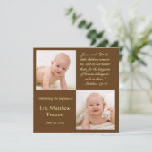 Baptême Photo Invitation avec Bible Verse (Debout devant)