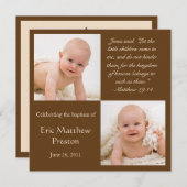 Baptême Photo Invitation avec Verse Bible (Devant / Derrière)