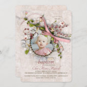 Baptême Photo Invitation pour fille (Devant / Derrière)