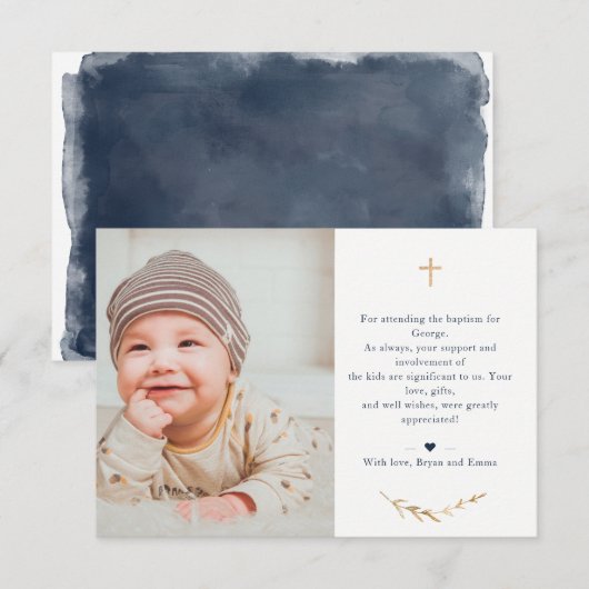 Baptême Photo Merci Marine Carte Bleue (Devant / Derrière)
