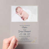 Baptême Photo or croix transparente Invitation (In situ (ordinateur de poche))
