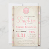 Baptême Pink Polka Invitation - Baby Girl (Devant)