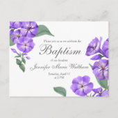 Baptême Plutôt Purple Floral Aquarelle Invitation (Devant)