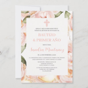 Baptême premier anniversaire Espagnol Invitation p