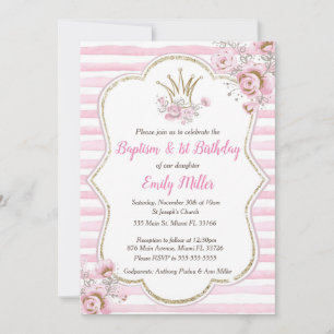 Baptême princesse et invitation à l'anniversaire