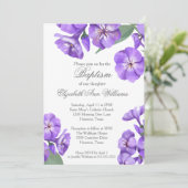Baptême Purple Floral Aquarelle Jolie Invitation (Debout devant)