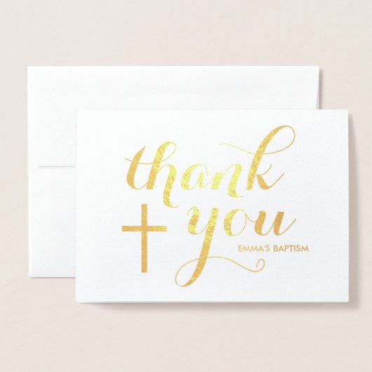 Baptême Religieux Carte de remerciements Gold Foil (Devant avec enveloppe)