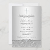 Baptême Rose Argent / Invitation Christening (Devant)