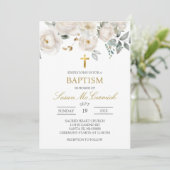 Baptême rose blanche Invitation (Debout devant)