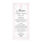 Baptême rose Carte de menu religieuse (Devant)
