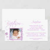Baptême rose clair Invitation photo (Devant / Derrière)
